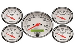 5 PC. GAUGE KIT, 3-1/8" & 2-1/16", ELEC. KM/H SPEEDO., ARCTIC WHITE